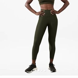 BNWT Athleta Intreval Stash 7/8 Olive Green High-Waisted Leggings.